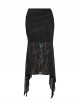 Black Elegant Slim Sexy Spider Web Mesh Splicing Side Slit Design Punk Style Fishtail Skirt