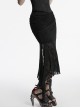Black Elegant Slim Sexy Spider Web Mesh Splicing Side Slit Design Punk Style Fishtail Skirt