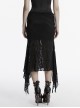 Black Elegant Slim Sexy Spider Web Mesh Splicing Side Slit Design Punk Style Fishtail Skirt