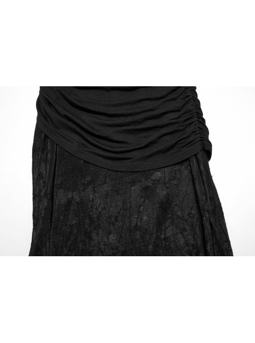 Black Elegant Slim Sexy Spider Web Mesh Splicing Side Slit Design Punk Style Fishtail Skirt