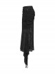 Black Elegant Slim Sexy Spider Web Mesh Splicing Side Slit Design Punk Style Fishtail Skirt