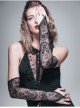 Lace Collar Off-Shoulder Rose Button Back Lace-Up Black Gothic Knitted Dress