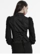 Black Retro Exquisite Jacquard Pattern Sexy V Neck Lace Patchwork Design Gothic Style Lantern Sleeves Shirt