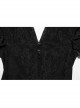 Black Elegant Sexy Deep V Neck Back Drawstring Design Retro Wave Sleeves Gothic Style Dress