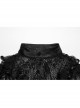 Black Sexy Lace See Through Exquisite Rose Button Back Drawstring Design Gothic Style Long Sleeves Shirt