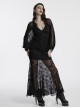 Black Sexy Slim Fit Deep V Neck Lace Mesh Splicing Exquisite Rose Dark Pattern Gothic Style Long Sleeves Dress