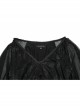 Black Sexy Slim Fit Deep V Neck Lace Mesh Splicing Exquisite Rose Dark Pattern Gothic Style Long Sleeves Dress