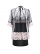 Black Tulle Pink Lace Exposed Chest Halter Neck Backless Slit Hem Nightdress Robe Sexy Lingerie Set