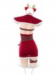 Christmas Carnival Night Ribbon Bondage Little Elk Exposed Chest Red Hip Dress Sexy Lingerie Set
