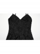 Black Elegant Sexy V Neck Lace Ruffle High Slit Design Daily Versatile Gothic Style Suspender Dress