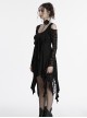 Black Sexy Off Shoulder Design Unique Ruffle Stitching Bat Pattern Gothic Style Long Sleeves Dress