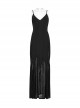 Black Sexy V Neck Irregular Spider Web Mesh Splicing Elegant Slim Gothic Style Suspender Dress