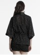 Black Simple Version Design Braided Belt Unique Star Print Gothic Style Wide Sleeve Short Coat
