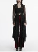 Black Exquisite Pointed Collar Irregular Hem Light Elegant Lace Gothic Style Long Sleeves Coat