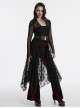 Black Exquisite Pointed Collar Irregular Hem Light Elegant Lace Gothic Style Long Sleeves Coat