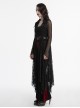 Black Exquisite Pointed Collar Irregular Hem Light Elegant Lace Gothic Style Long Sleeves Coat