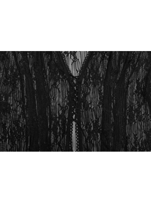Black Exquisite Pointed Collar Irregular Hem Light Elegant Lace Gothic Style Long Sleeves Coat
