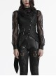Retro Elegant Black Personality Asymmetrical Hem Gorgeous Carved Metal Buckle Decoration Gothic Style Vest