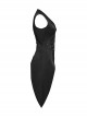 Retro Elegant Black Personality Asymmetrical Hem Gorgeous Carved Metal Buckle Decoration Gothic Style Vest