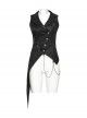 Retro Elegant Black Personality Asymmetrical Hem Gorgeous Carved Metal Buckle Decoration Gothic Style Vest