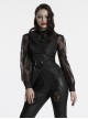 Retro Elegant Black Personality Asymmetrical Hem Gorgeous Carved Metal Buckle Decoration Gothic Style Vest