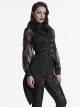 Retro Elegant Black Personality Asymmetrical Hem Gorgeous Carved Metal Buckle Decoration Gothic Style Vest