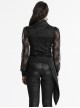 Retro Elegant Black Personality Asymmetrical Hem Gorgeous Carved Metal Buckle Decoration Gothic Style Vest