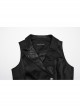 Retro Elegant Black Personality Asymmetrical Hem Gorgeous Carved Metal Buckle Decoration Gothic Style Vest