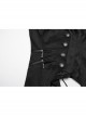 Retro Elegant Black Personality Asymmetrical Hem Gorgeous Carved Metal Buckle Decoration Gothic Style Vest