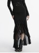 Black Elegant Knitted Patchwork Exquisite Lace Patchwork Hem Gothic Style Skirt