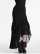 Black Elegant Knitted Patchwork Exquisite Lace Patchwork Hem Gothic Style Skirt