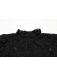 Black Elegant Ruffled Stand Collar Exquisite Lace Stitching Gothic Style Slim Long Sleeves Top