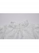White Elegant Ruffled Stand Collar Exquisite Lace Stitching Gothic Style Slim Long Sleevess Top