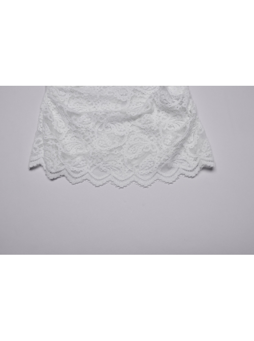 White Elegant Ruffled Stand Collar Exquisite Lace Stitching Gothic Style Slim Long Sleevess Top