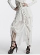 White Chiffon Asymmetric Lace Mesh Splicing Cross Strap Design Gothic Style Daily Versatile Skirt