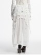 White Chiffon Asymmetric Lace Mesh Splicing Cross Strap Design Gothic Style Daily Versatile Skirt