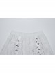 White Chiffon Asymmetric Lace Mesh Splicing Cross Strap Design Gothic Style Daily Versatile Skirt