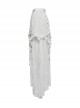 White Chiffon Asymmetric Lace Mesh Splicing Cross Strap Design Gothic Style Daily Versatile Skirt