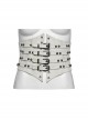 White Retro V Shaped Cool Metal Rivet Buckle Decoration Punk Style Tight Corset