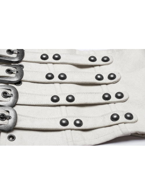 White Retro V Shaped Cool Metal Rivet Buckle Decoration Punk Style Tight Corset