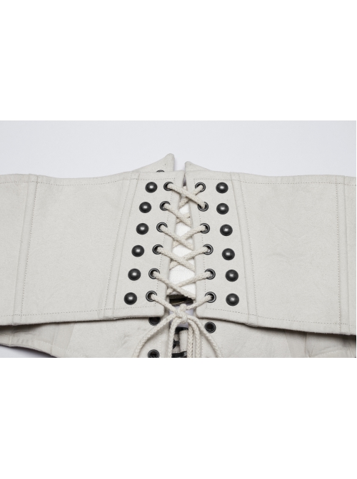 White Retro V Shaped Cool Metal Rivet Buckle Decoration Punk Style Tight Corset