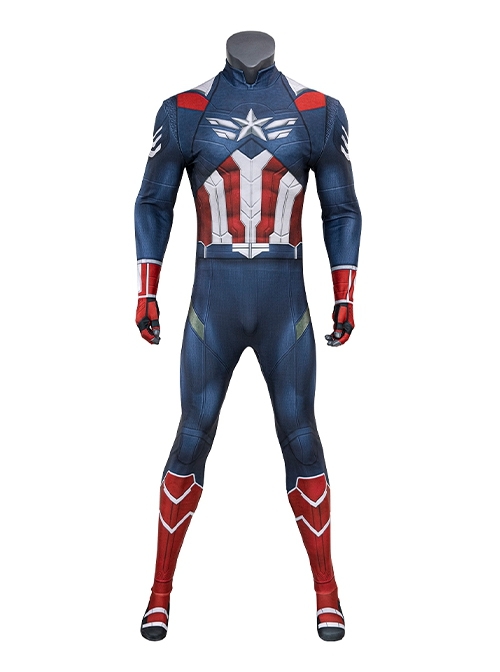 Captain America New World Order Captain America Bodysuit Printing Version Halloween Cosplay Costume Set Without Shoes