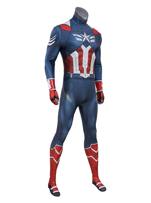 Captain America New World Order Captain America Bodysuit Printing Version Halloween Cosplay Costume Set Without Shoes