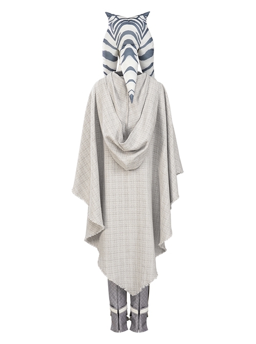Star Wars Ahsoka Tano White Battle Suit Halloween Cosplay Costume Gray Cloak