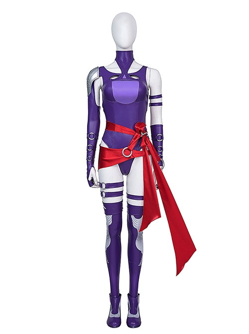 Game Marvel Rivals Psylocke Vengeance Skin Halloween Accessories Cosplay Purple Ankle Boots