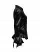 Retro Elegant Black Velvet Unique Bat Collar Exquisite Ruffle Hem Gothic Style Long Sleeves Slim Shirt