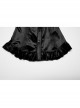 Retro Elegant Black Velvet Unique Bat Collar Exquisite Ruffle Hem Gothic Style Long Sleeves Slim Shirt