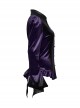 Vintage Purple Luxurious Velvet Exquisite Bat Collar Ruffled Hem Gothic Style Long Sleeves Slim Shirt