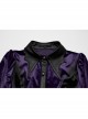Vintage Purple Luxurious Velvet Exquisite Bat Collar Ruffled Hem Gothic Style Long Sleeves Slim Shirt