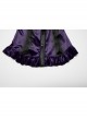 Vintage Purple Luxurious Velvet Exquisite Bat Collar Ruffled Hem Gothic Style Long Sleeves Slim Shirt